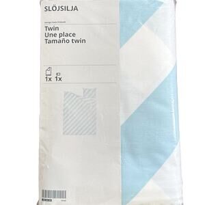 IKEA SLOJSILJA Light Blue & White Stripe Twin Duvet Cover & Pillowcase